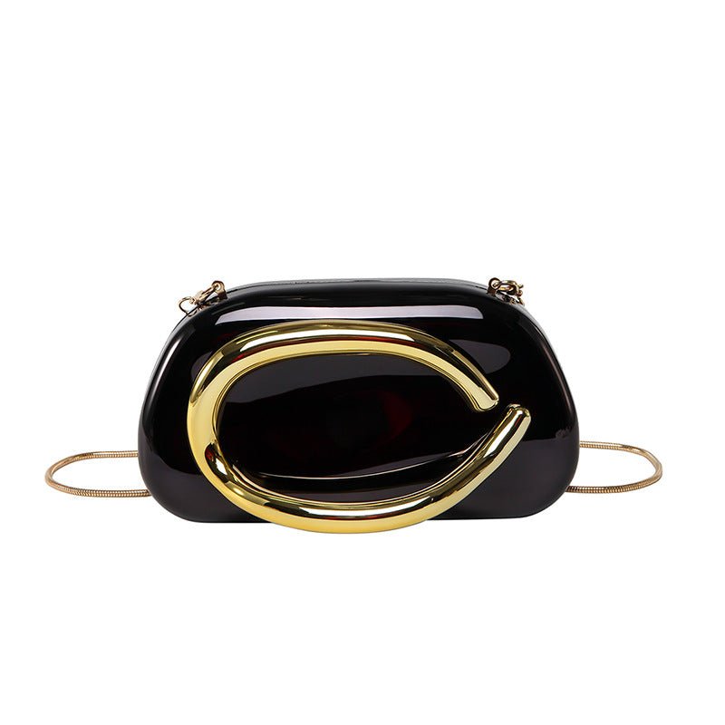 Acrylic Evening Clutch | Metallic Handle Party Bag with Chain Strap(MAC354) - Mariam's Collection