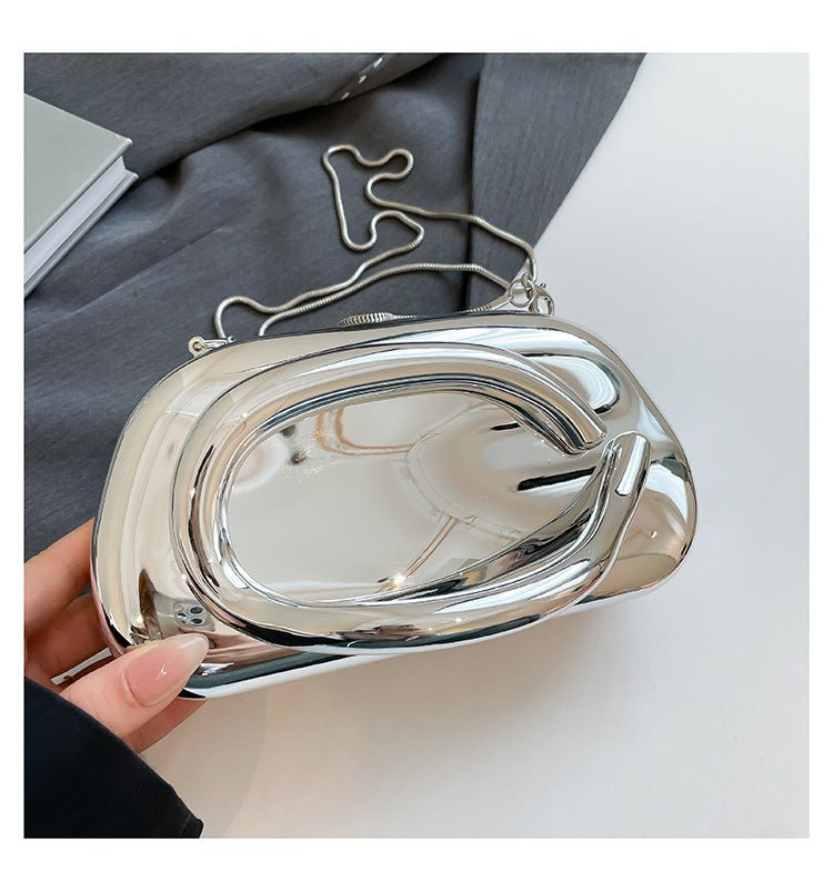 Acrylic Evening Clutch | Metallic Handle Party Bag with Chain Strap(MAC354) - Mariam's Collection