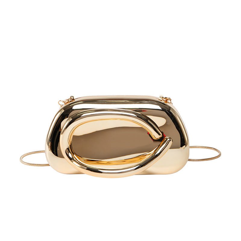 Acrylic Evening Clutch | Metallic Handle Party Bag with Chain Strap(MAC354) - Mariam's Collection