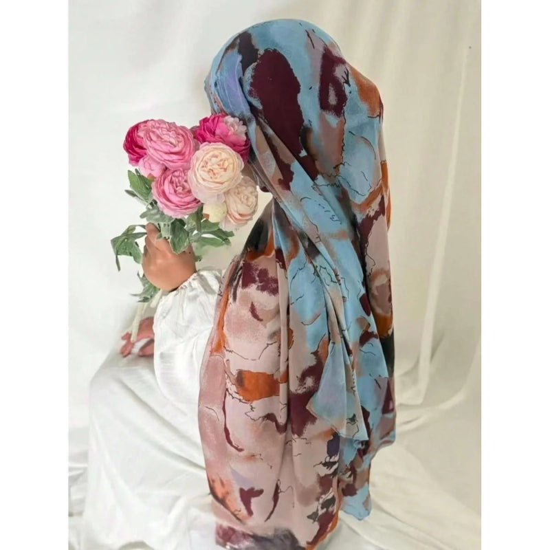 Bohemian Watercolor Marble Hijab | Muslim Women's Artistic VELA Modal Headscarf in Ombre(MH124) - Mariam's Collection