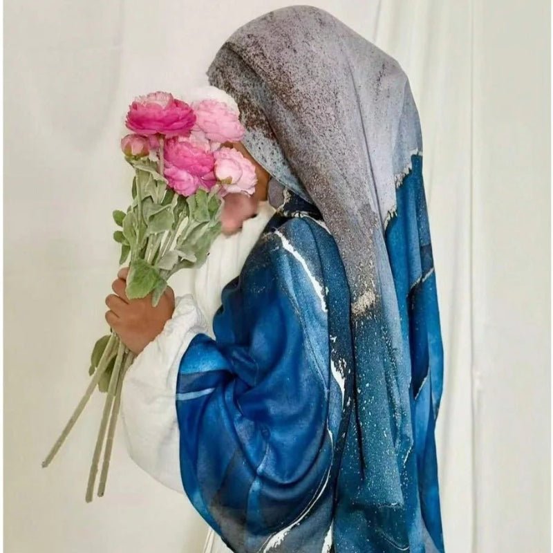 Bohemian Watercolor Marble Hijab | Muslim Women's Artistic VELA Modal Headscarf in Ombre(MH124) - Mariam's Collection