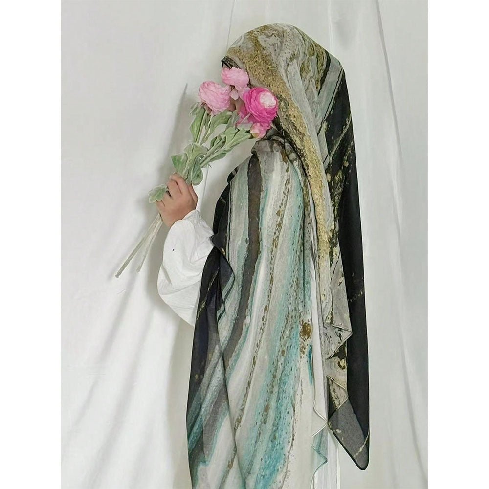 Bohemian Watercolor Marble Hijab | Muslim Women's Artistic VELA Modal Headscarf in Ombre(MH124) - Mariam's Collection