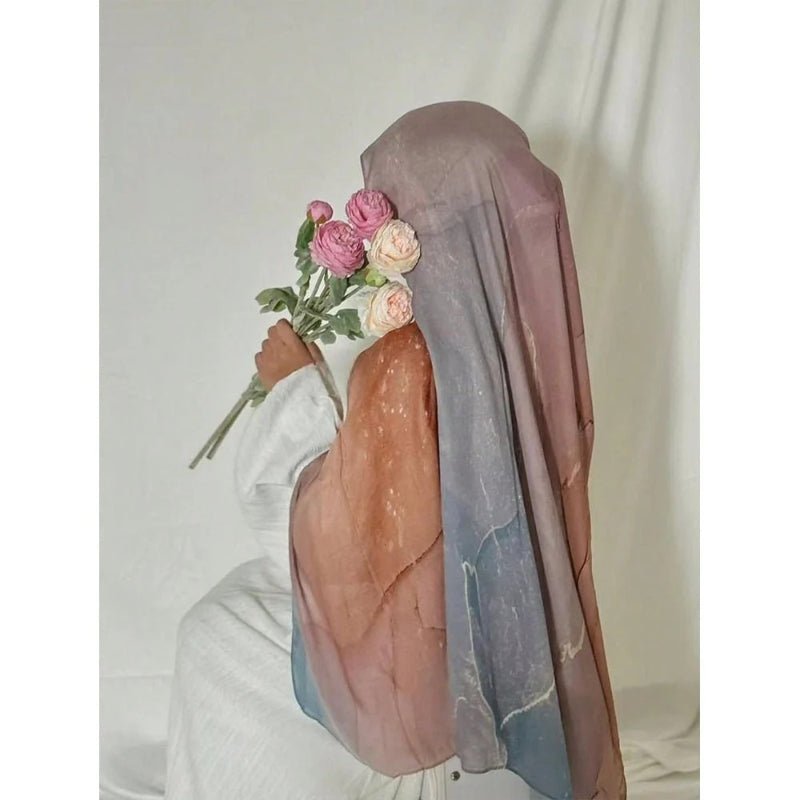 Bohemian Watercolor Marble Hijab | Muslim Women's Artistic VELA Modal Headscarf in Ombre(MH124) - Mariam's Collection