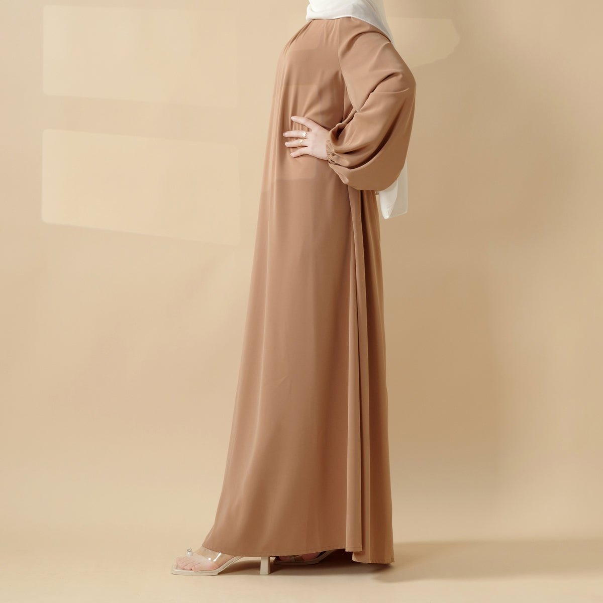 Candy color abaya in yellow — vibrant pastel hue full-length modest dress