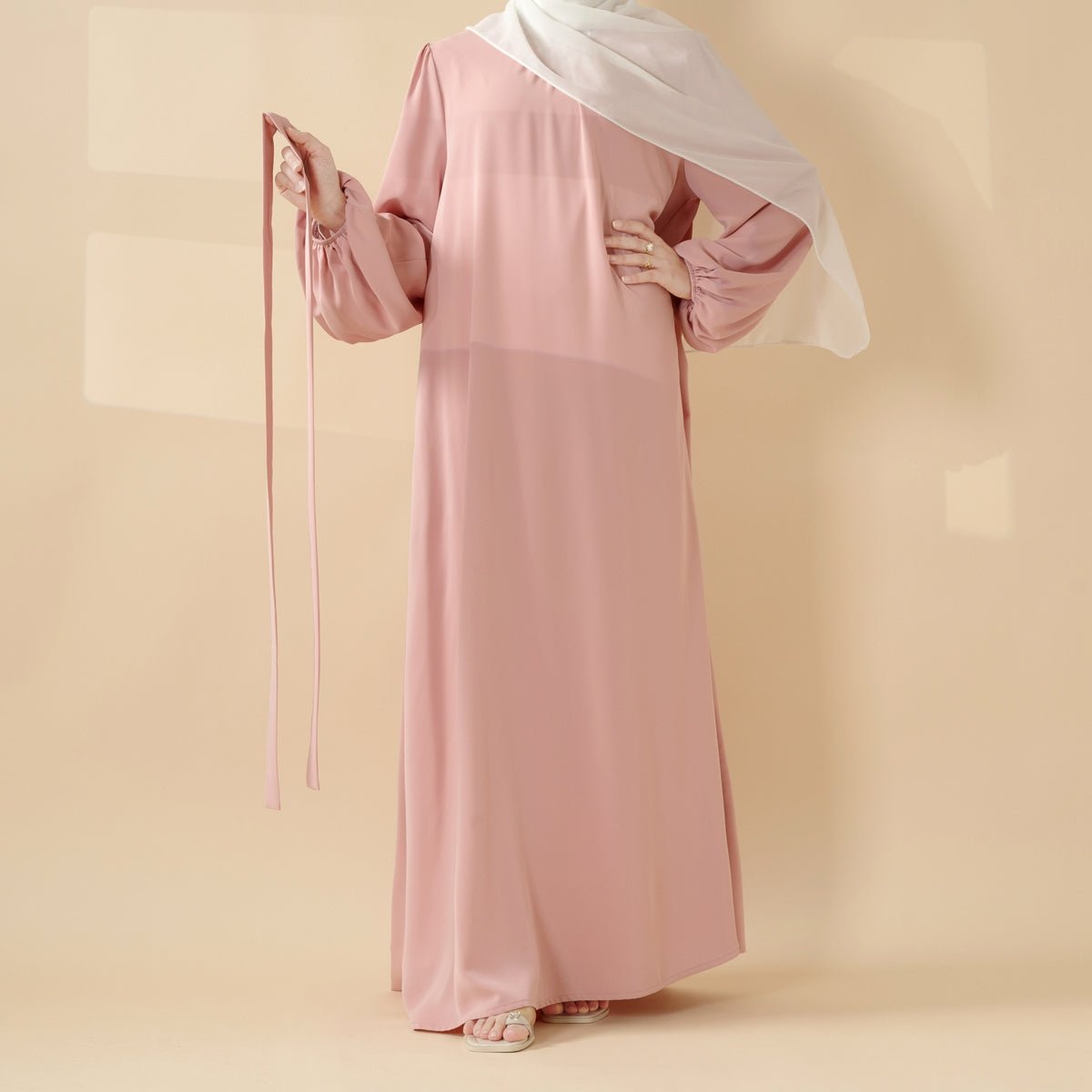 Candy Color Pleated Nida Abaya – Essential Basic Closed Abaya