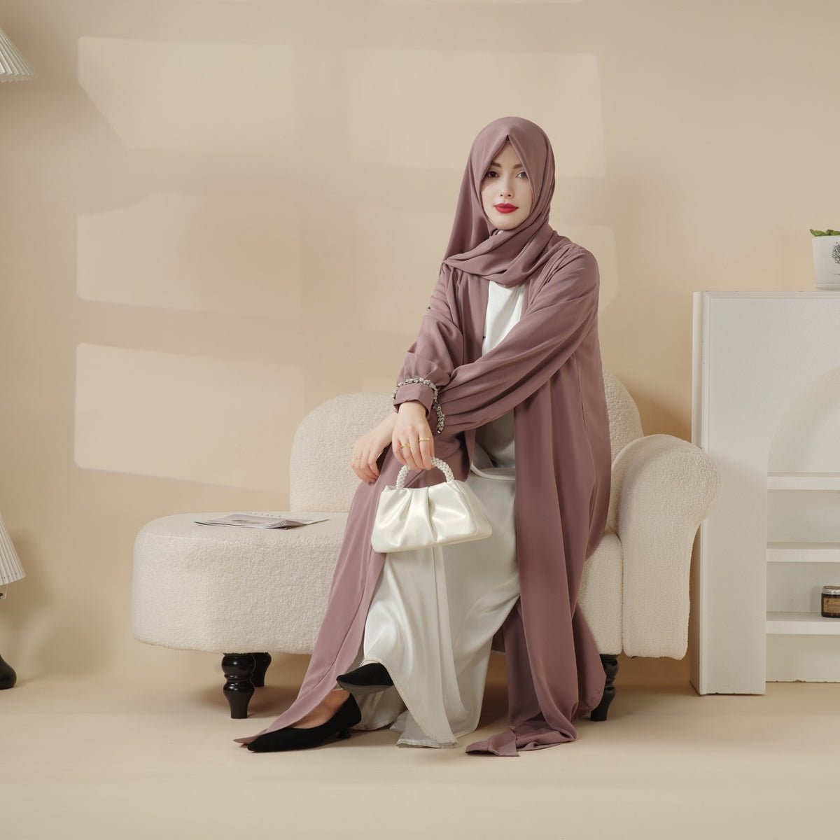 Cardigan Abaya, Western Style Abaya (MOA061) - Mariam's Collection