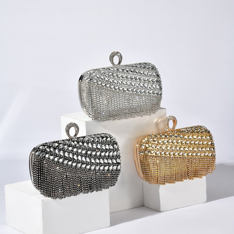 Diamond - Studded Party Clutch Versatile Layered Crystal Evening Bag (MAC283) - Mariam's Collection