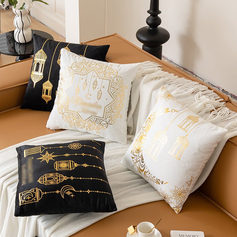 Eid Moon Hot Stamped Short Plush Pillow Cover (MR076) - Mariam's Collection