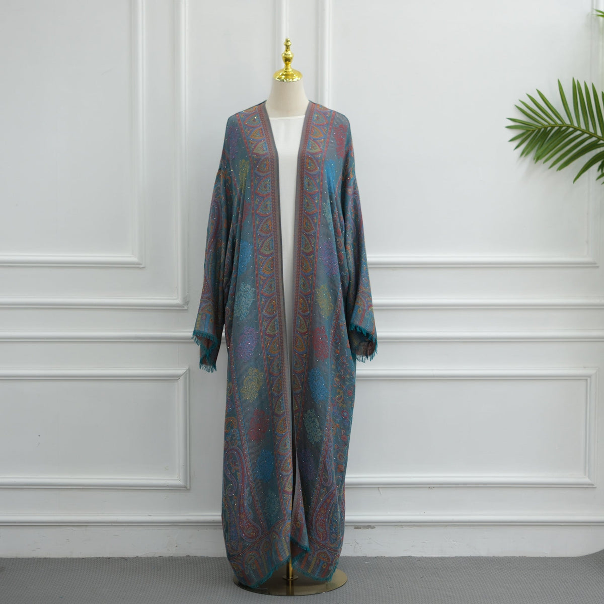 Styled modest two-piece abaya set for Eid occasions