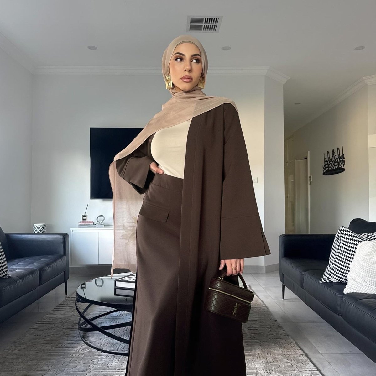 Elegant Long Cardigan & Maxi Skirt Set(MS175) - Mariam's Collection