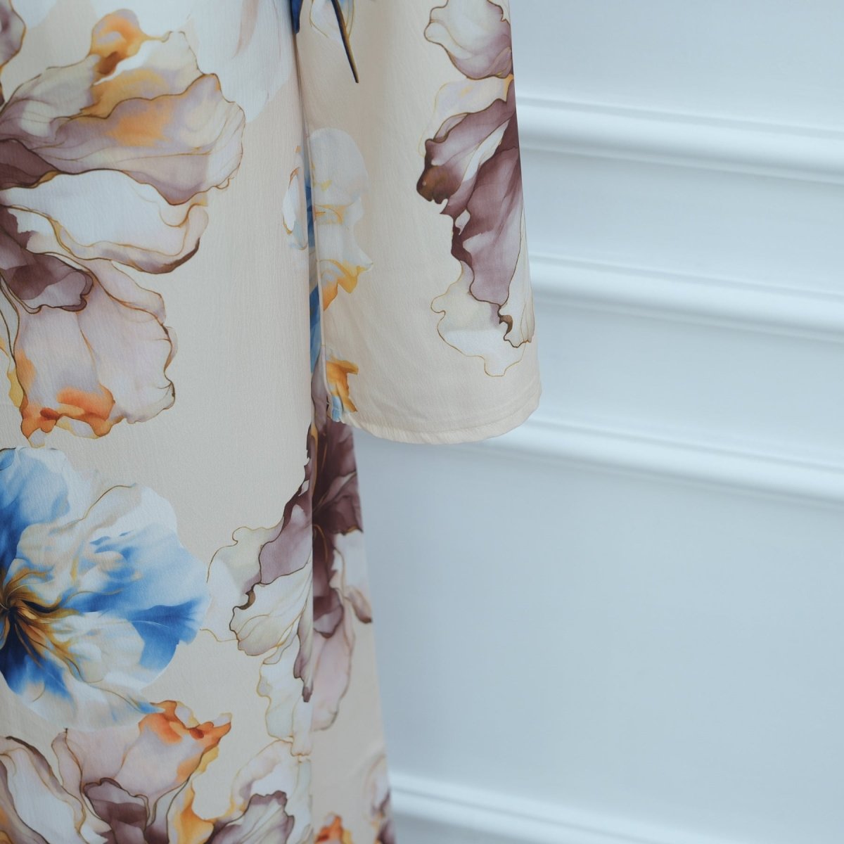 Floral Print Abaya with Bell Sleeves(MA332) - Mariam's Collection