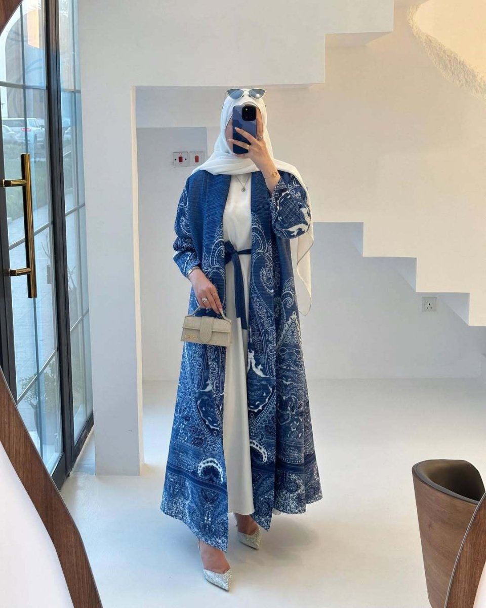 Floral Print Muslim Trench Coat - Modest Commuter Jacket Cape Robe(MOA212) - Mariam's Collection