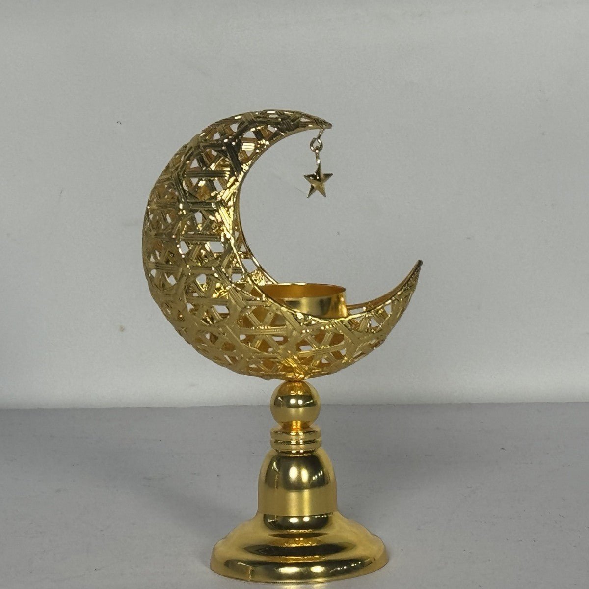 Hollow Moon Candle Holder – Iron Ramadan Decorative Accent (MAC379) - Mariam's Collection