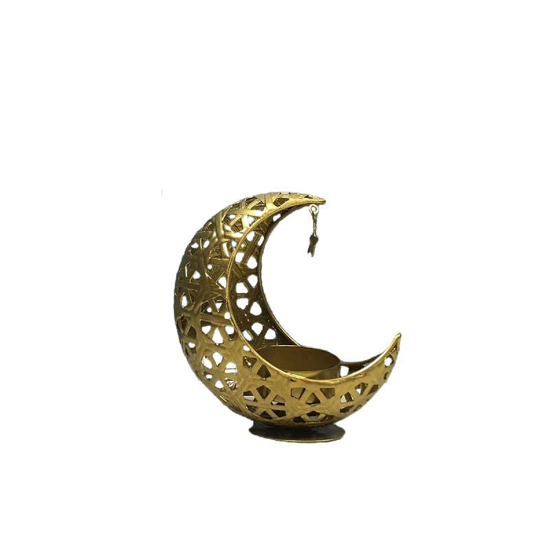 Hollow Moon Candle Holder – Iron Ramadan Decorative Accent (MAC379) - Mariam's Collection