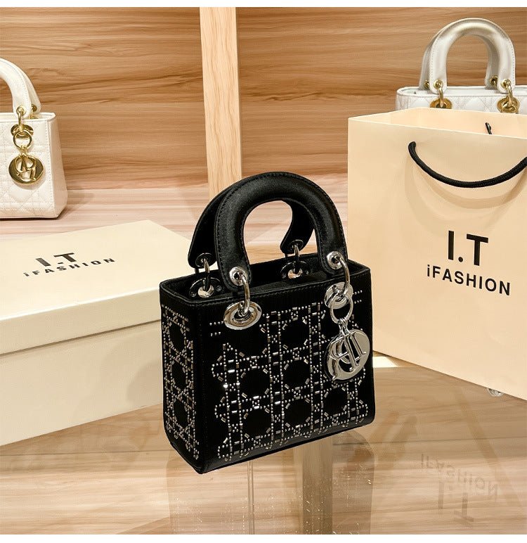 Hot diamond heavy industry high - end satin Princess Diana bag(MAC220) - Mariam's Collection