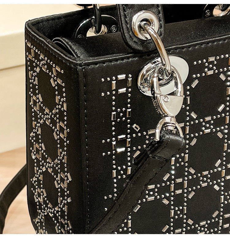 Hot diamond heavy industry high - end satin Princess Diana bag(MAC220) - Mariam's Collection