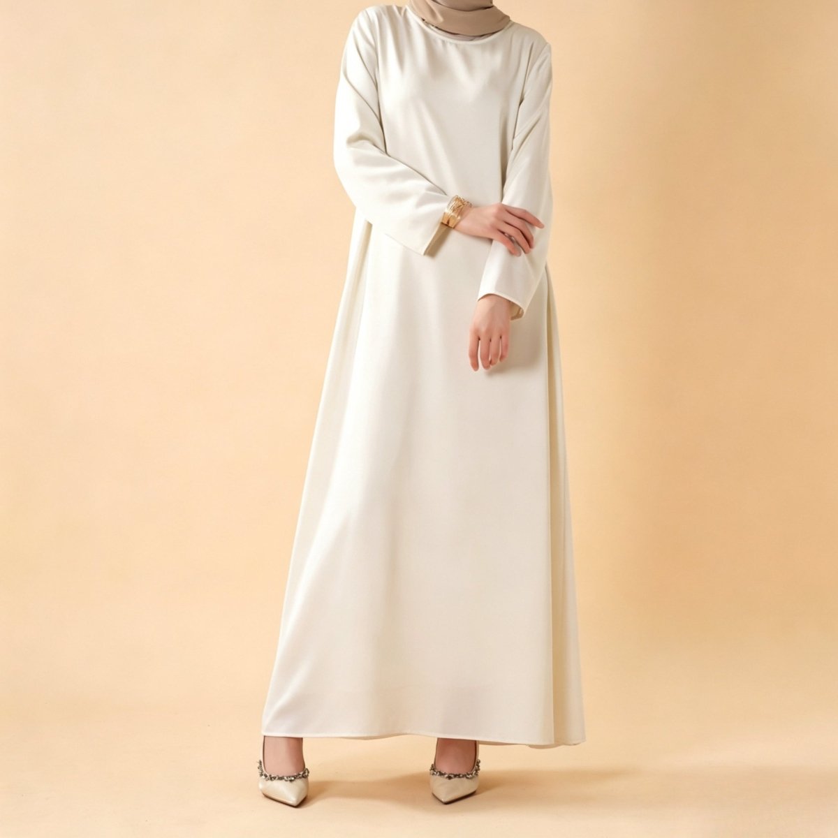 Long Sleeve Satin Inner Dress – Satin Abaya Underlayer