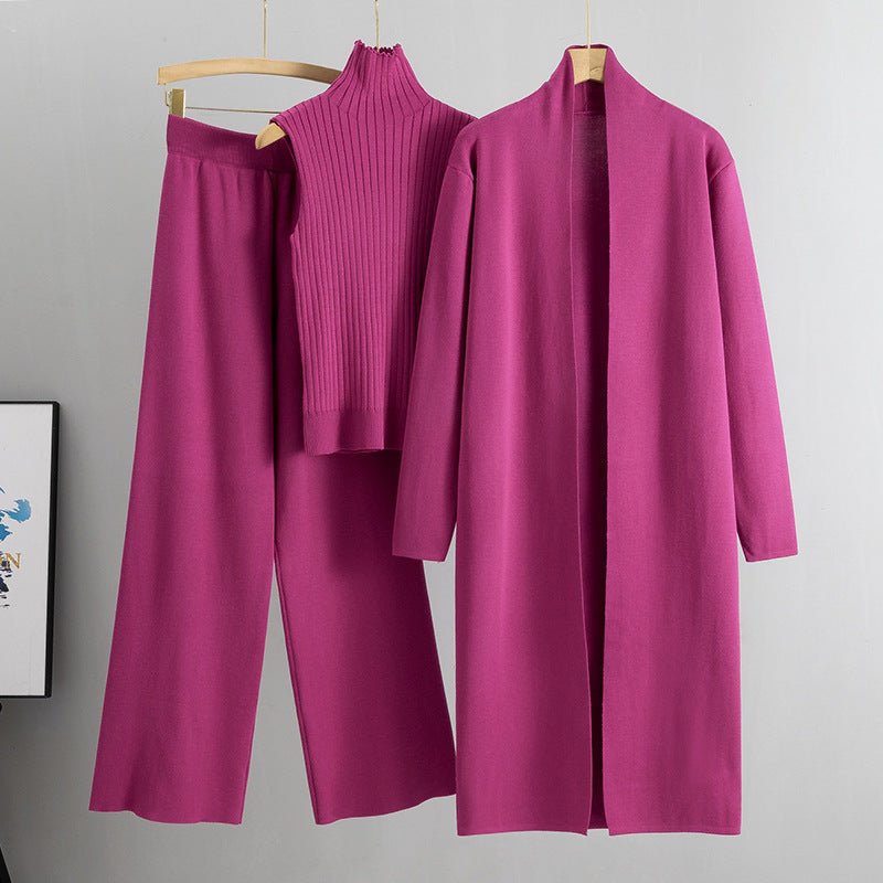 Luxury Knit Oversized Shawl Cardigan Three - Piece Set. (MS090) - Mariam's Collection