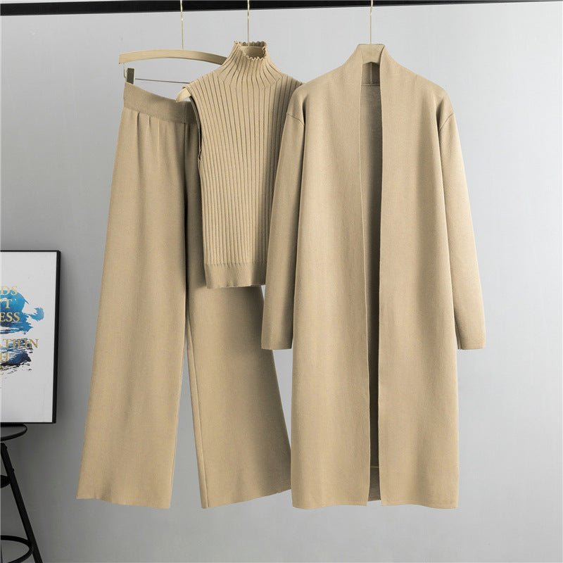 Luxury Knit Oversized Shawl Cardigan Three - Piece Set. (MS090) - Mariam's Collection