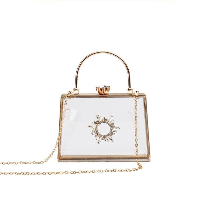 MAC082 Chain Crossbody Rhinestone Acrylic Transparent Evening Bag - Mariam's Collection