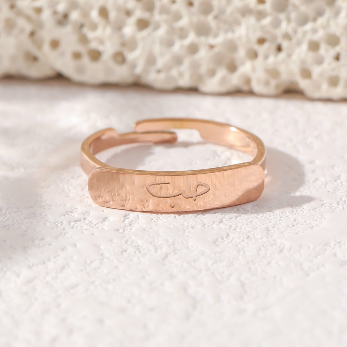 MAC215 Simple engraved titanium steel ring with Arabic elements (With gift box) - Mariam's Collection