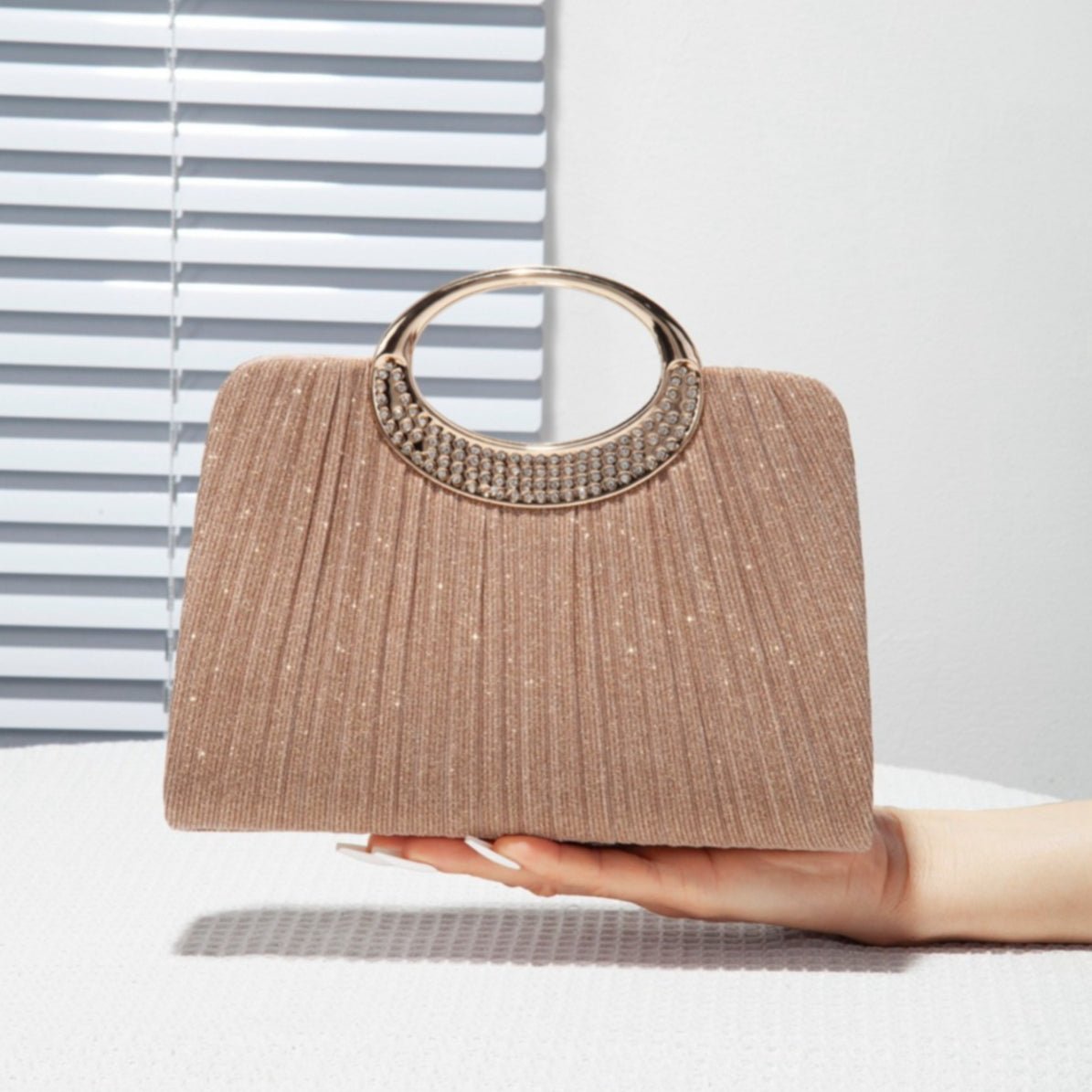 Oval Ring Handle Pleated Satchel Bag(MAC441) - Mariam's Collection