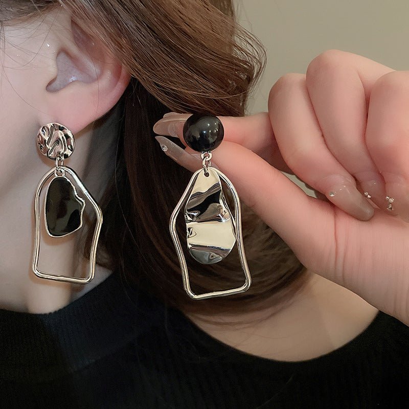Sculptural Asymmetric Drop Earrings with Abstract Lines (MAC321) - Mariam's Collection