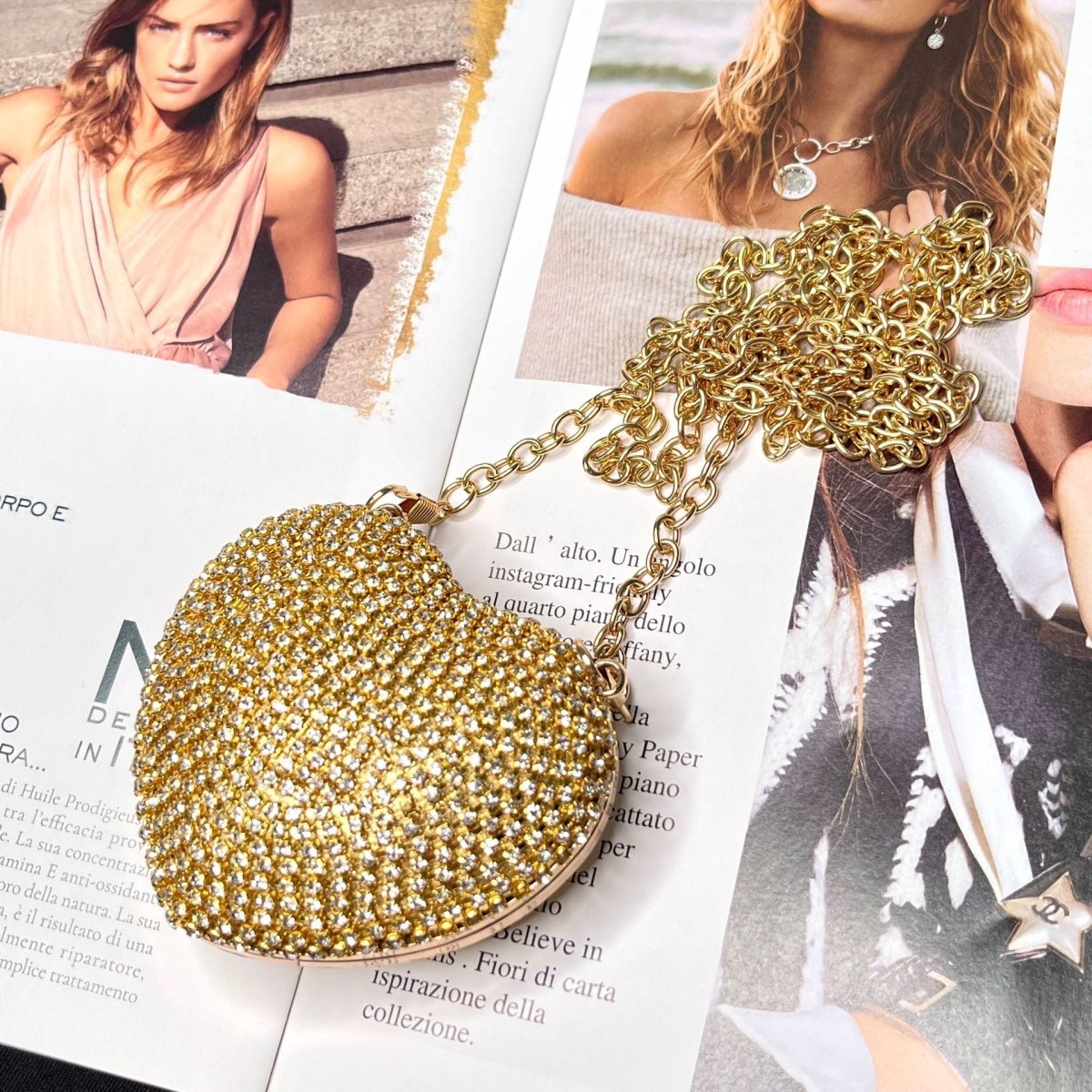 Sparkling Heart - Shaped Crossbody Bag Everyday Glam Diamond - Studded Mini Purse (MAC279) - Mariam's Collection