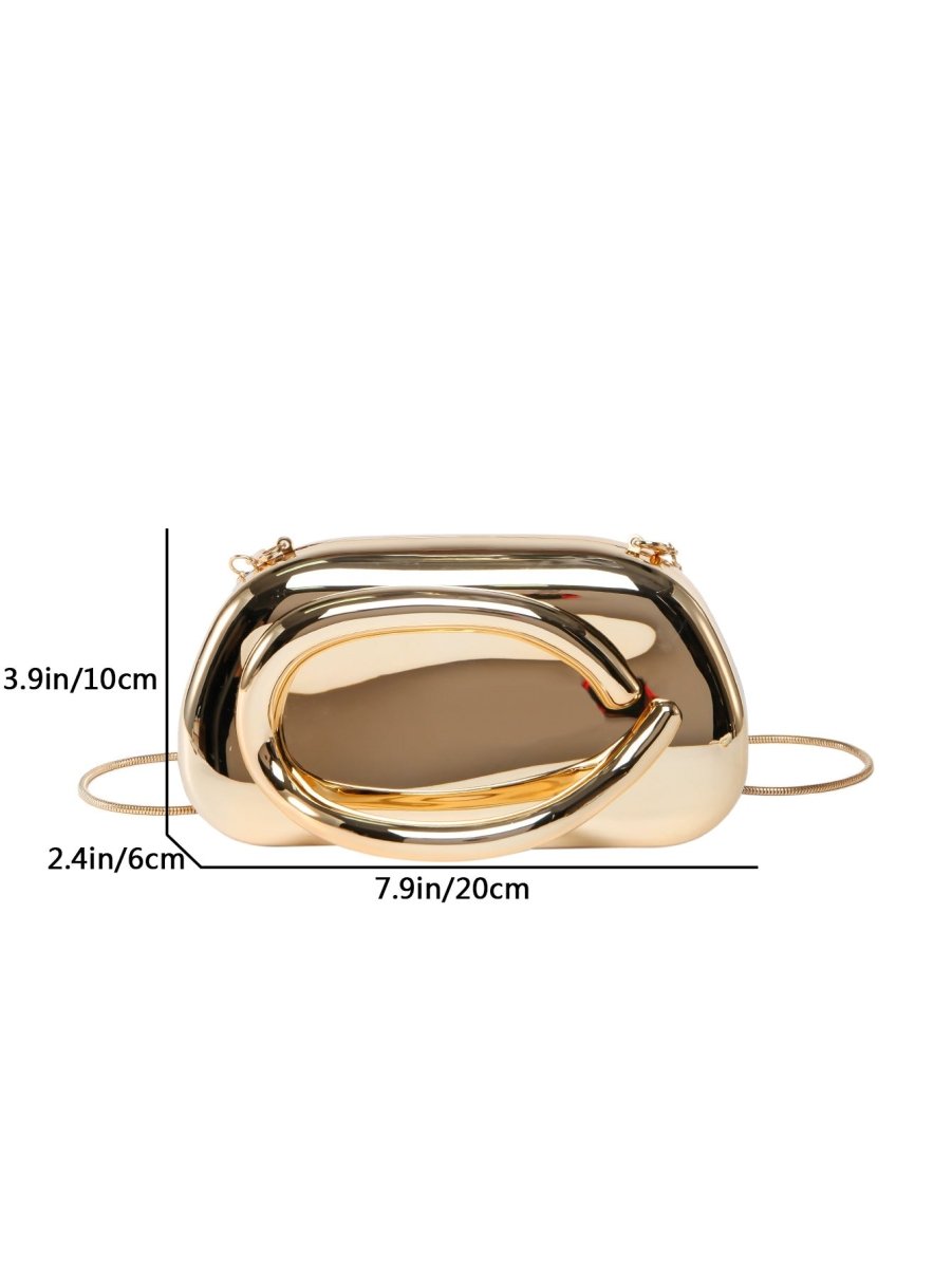 Acrylic Evening Clutch | Metallic Handle Party Bag with Chain Strap(MAC354) - Mariam's Collection