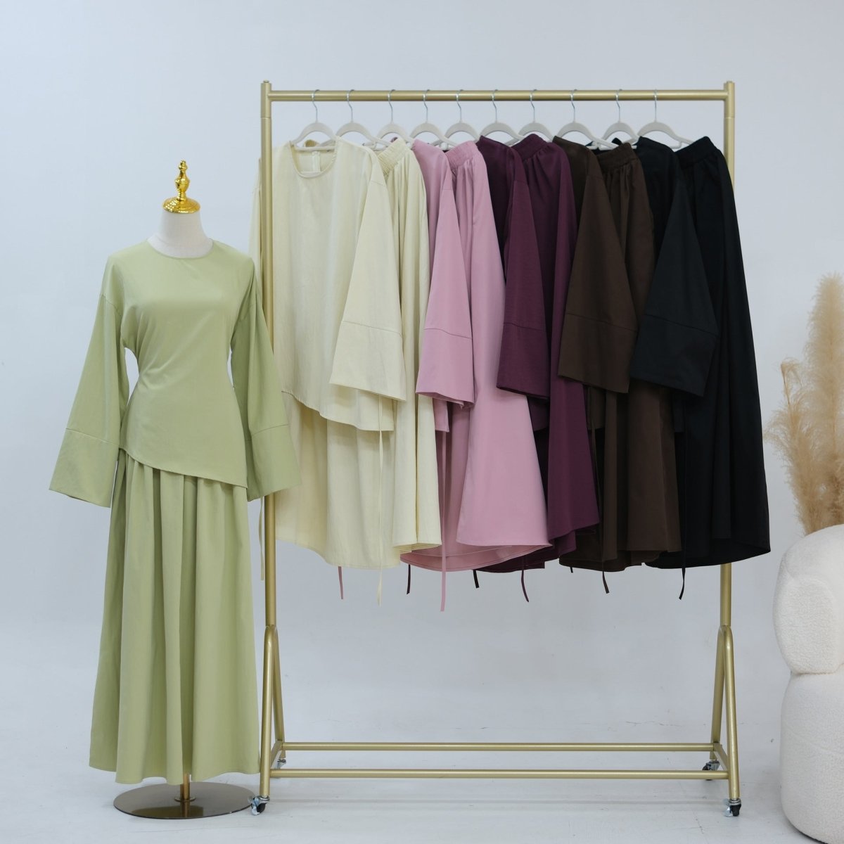 Discreet side pocket detail on A-line maxi skirt