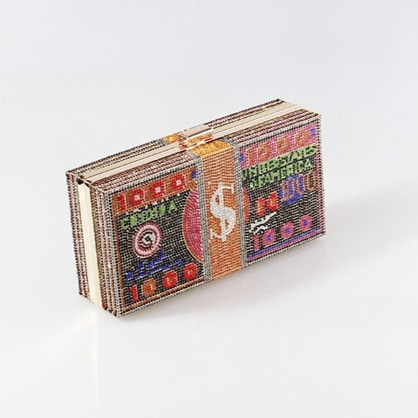 ‌Glamorous Fully Bedazzled Dollar Motif Evening Bag Party Clutch (MAC293) - Mariam's Collection