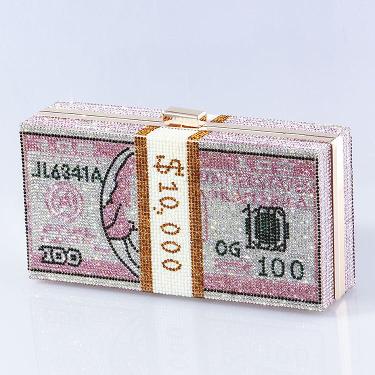 ‌Glamorous Fully Bedazzled Dollar Motif Evening Bag Party Clutch (MAC293) - Mariam's Collection