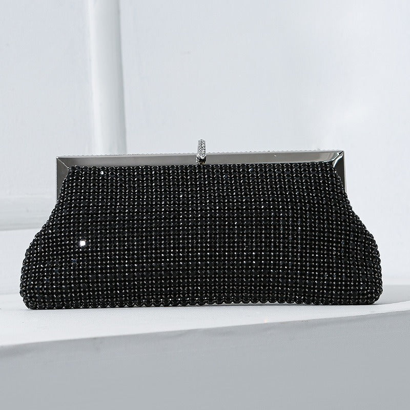 Detachable silver chain strap on crystal evening handbag