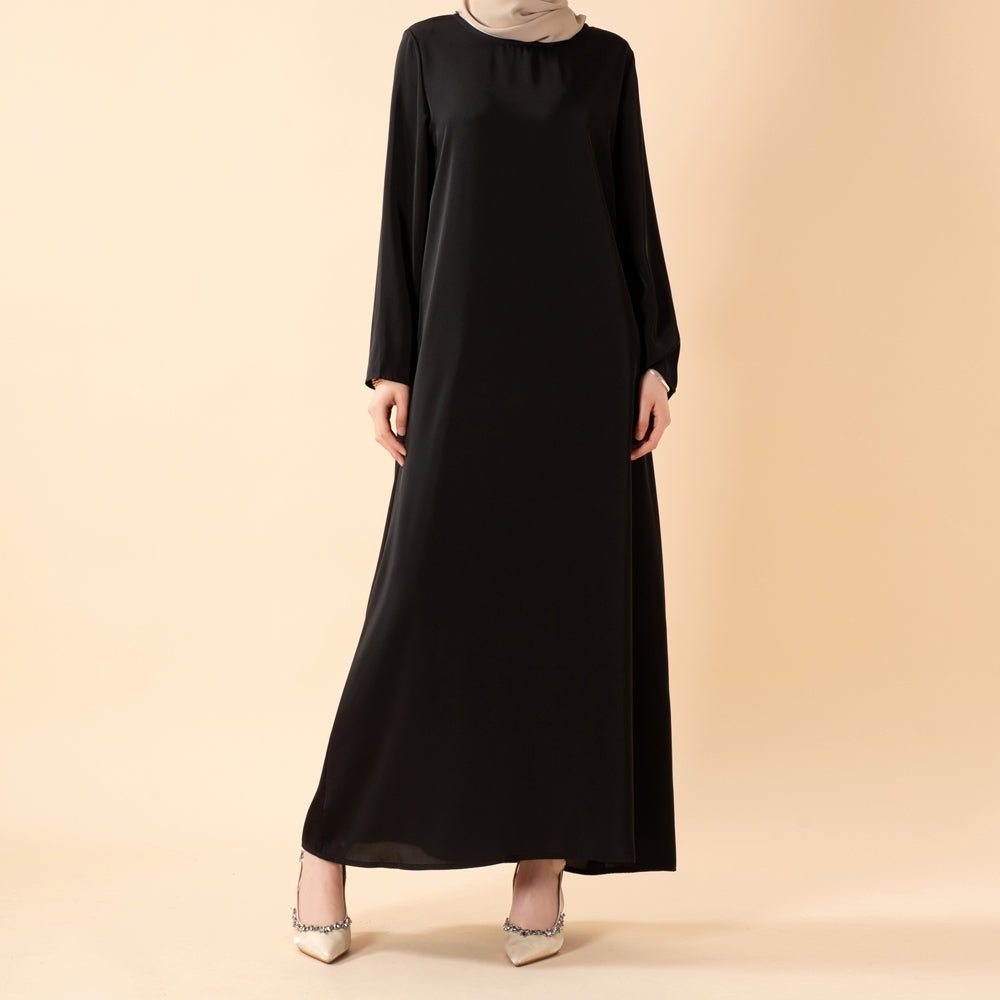 Long Sleeve Satin Inner Dress – Satin Abaya Underlayer