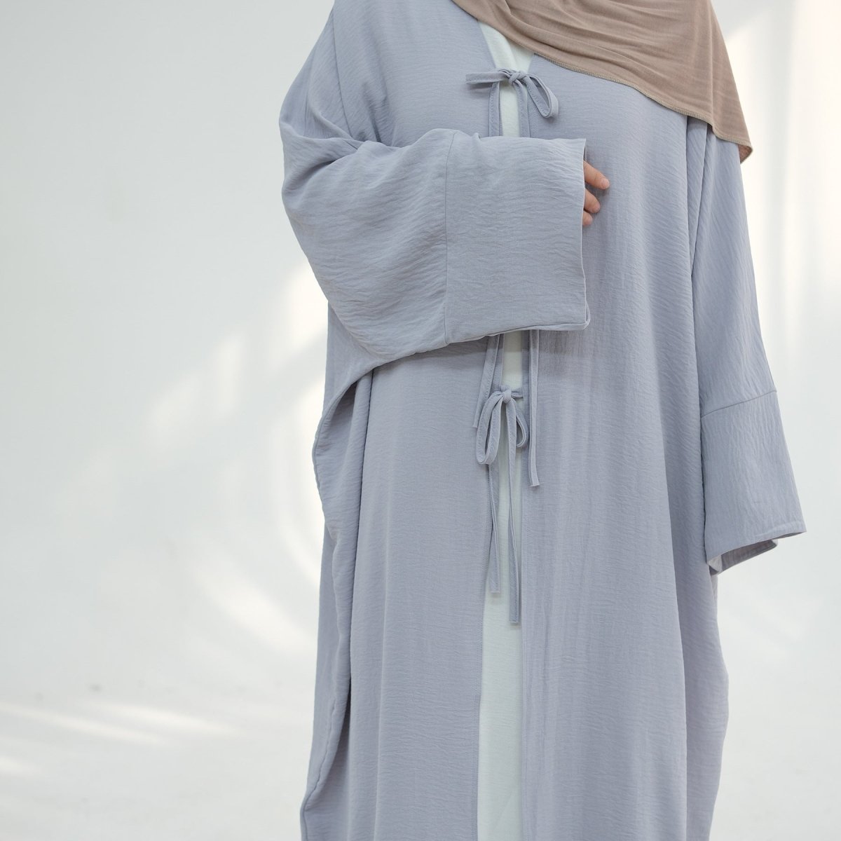 Loose Lace-Up Kimono Open Abaya 