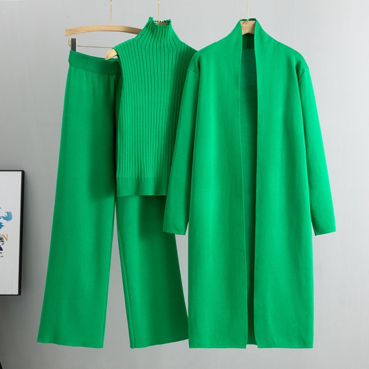 Luxury Knit Oversized Shawl Cardigan Three - Piece Set. (MS090) - Mariam's Collection