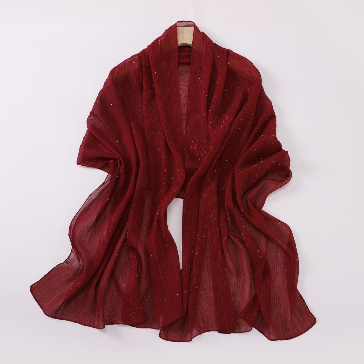 Modest Elegance Silver Crinkle Drape Hijab with Rhinestones (MH155) - Mariam's Collection