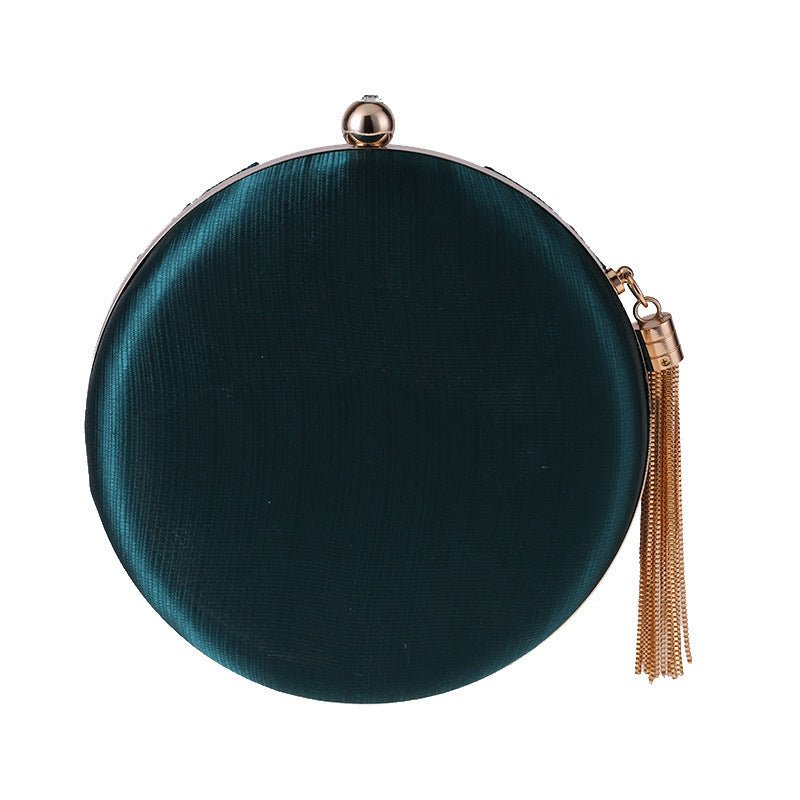 Round Evening Clutch Handbag with Braided Accent (MAC287) - Mariam's Collection