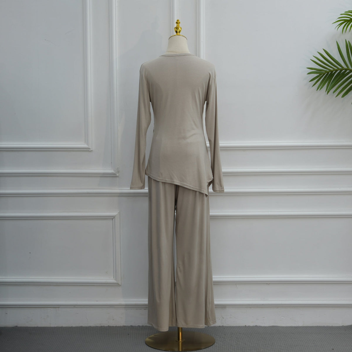 Stretch Jersey-Feel Top & Wide-Leg Pants Set(MS585) - Mariam's Collection