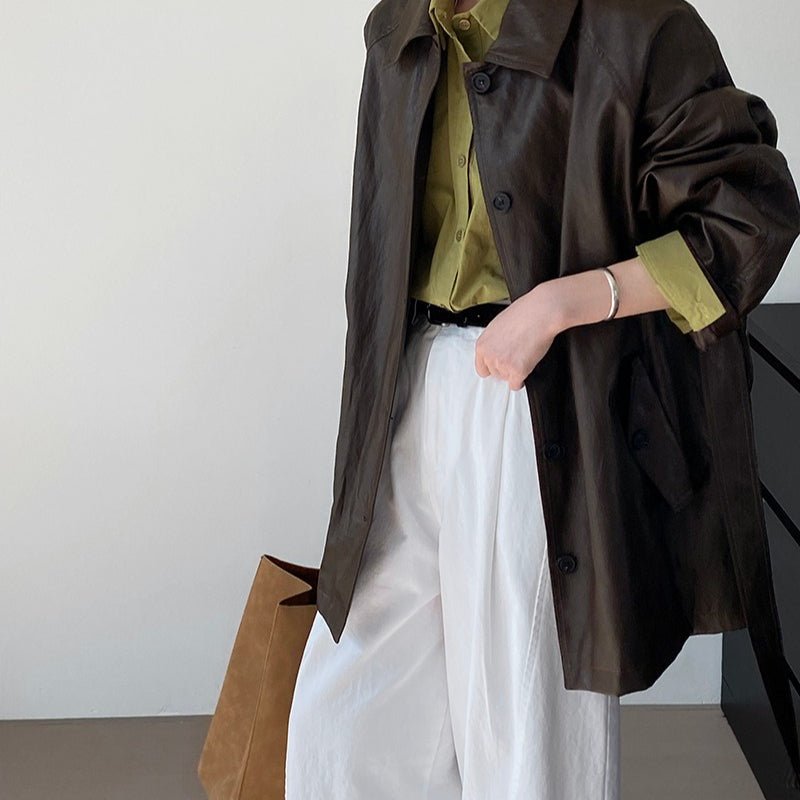 Vintage Faux Leather Jacket(MS149) - Mariam's Collection