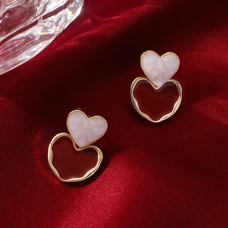 Vintage Wine Red Pearl Stud Earrings（MAC466） - Mariam's Collection