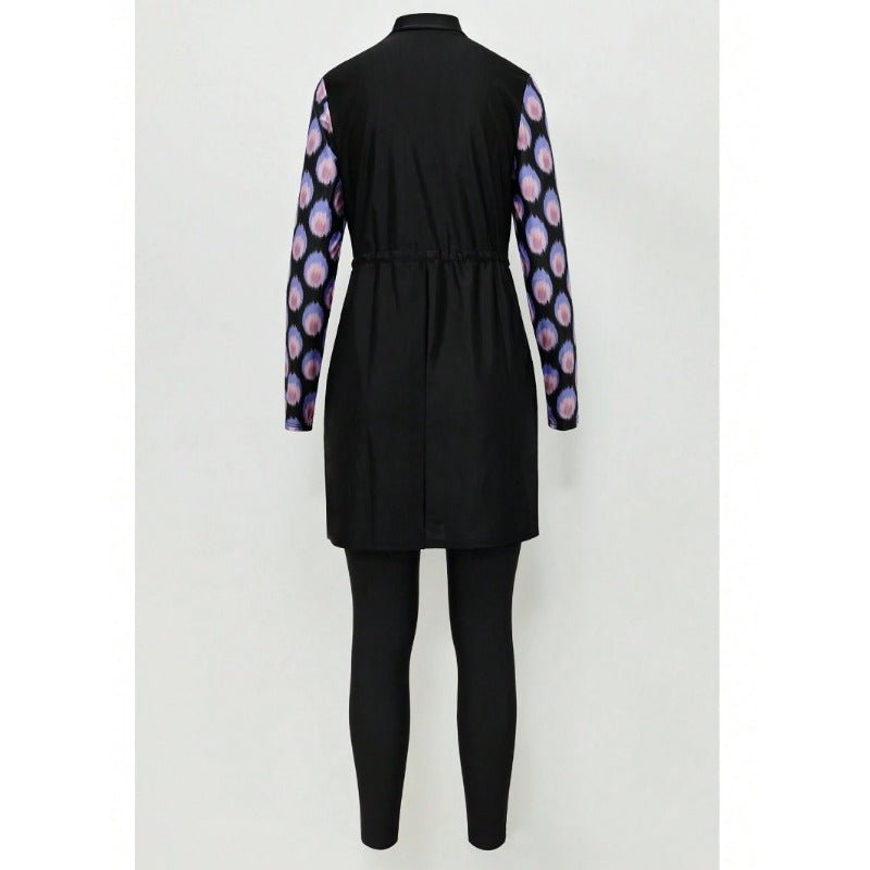 Women Muslim Swimwear Islamic Modest Swimsuit 3 Pieces Full Cover Hijab Long Sleeve Burkini Top Dress + Pants. (MB017) - Mariam's Collection