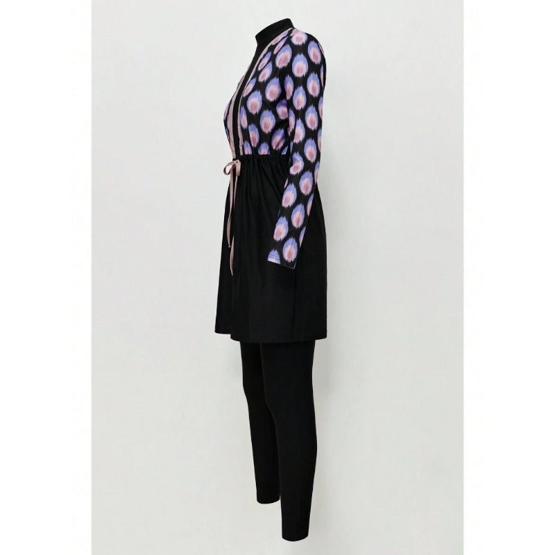 Women Muslim Swimwear Islamic Modest Swimsuit 3 Pieces Full Cover Hijab Long Sleeve Burkini Top Dress + Pants. (MB017) - Mariam's Collection
